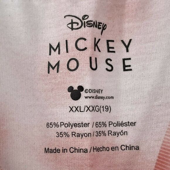 Disney Mickey Mouse Tie Dye T-Shirt Red Juniors XXL Short Sleeve Graphic Tee - Picture 5 of 6